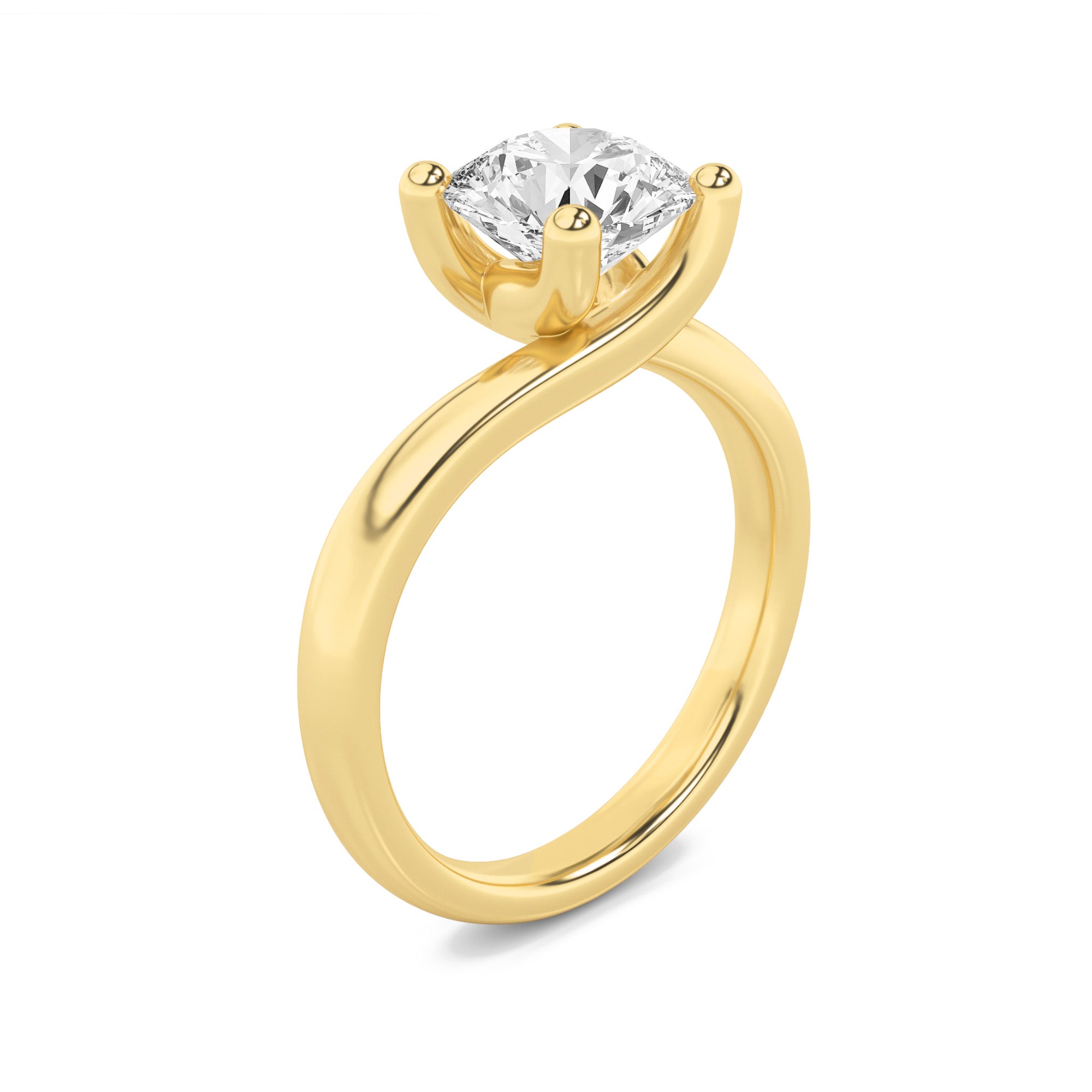 1CTW Round Shaped Lab Grown Diamond (G/VS) Bypass Shank Engagement Ring in 14K Gold
