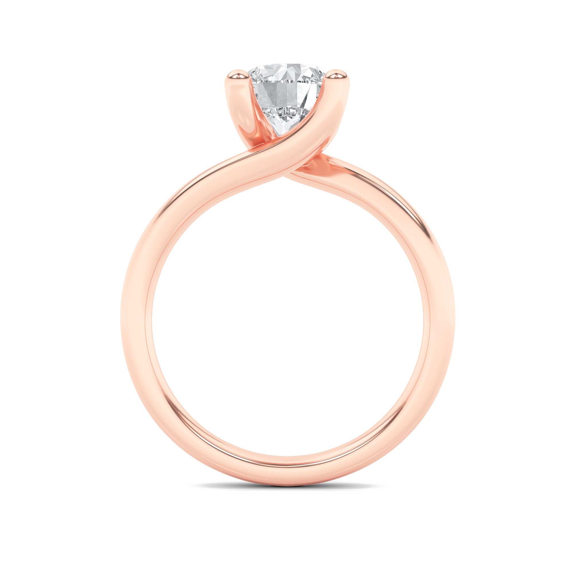 1CTW Round Shaped Lab Grown Diamond (G/VS) Bypass Shank Engagement Ring in 14K Gold