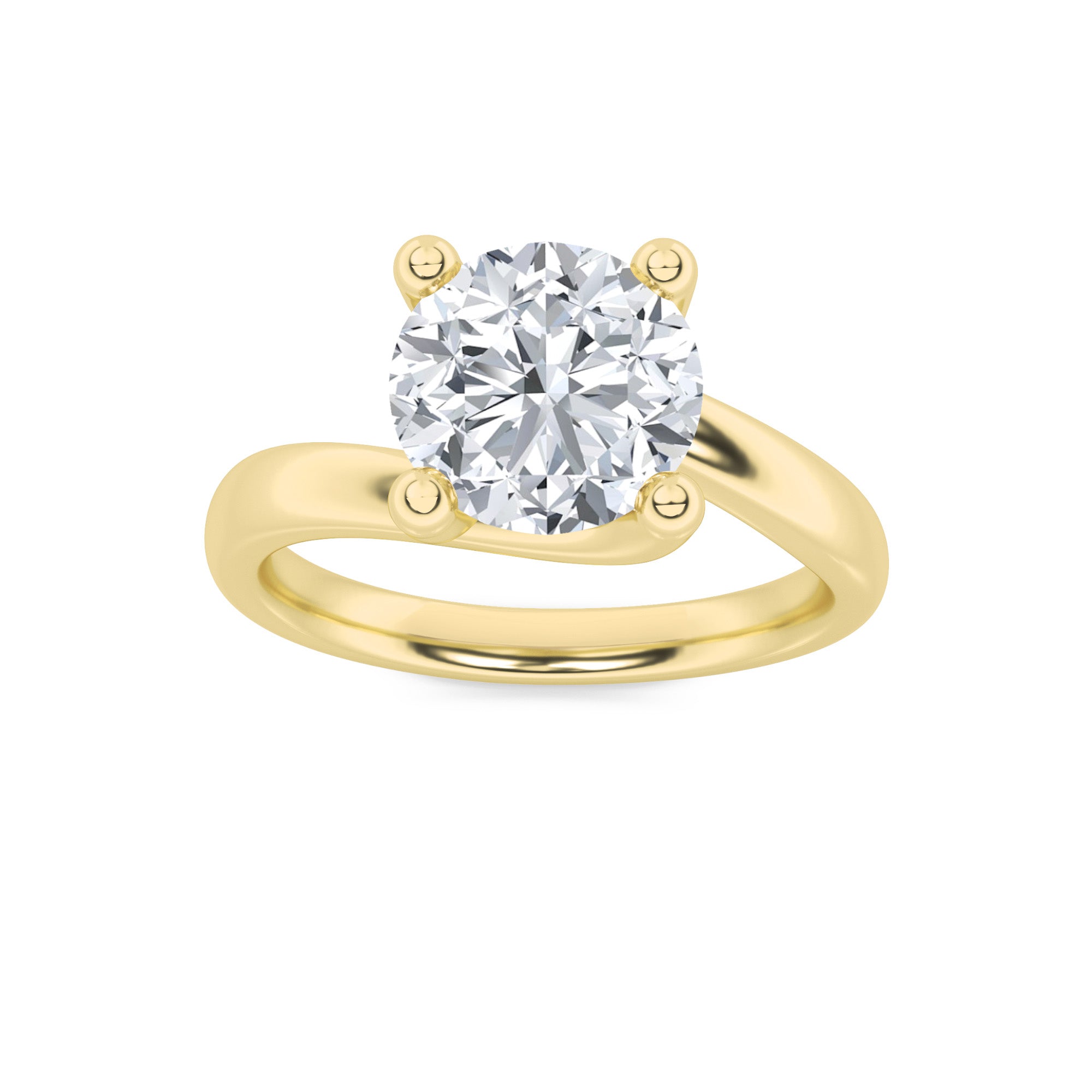 2CTW Round Shaped Lab Grown Diamond (F/VS) Bypass Shank Engagement Ring in 14K Gold