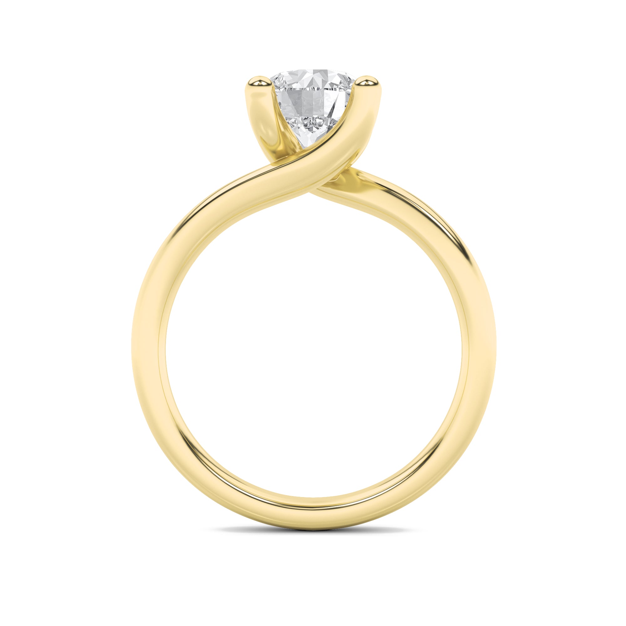 2CTW Round Shaped Lab Grown Diamond (G/VS) Bypass Shank Engagement Ring in 14K Gold