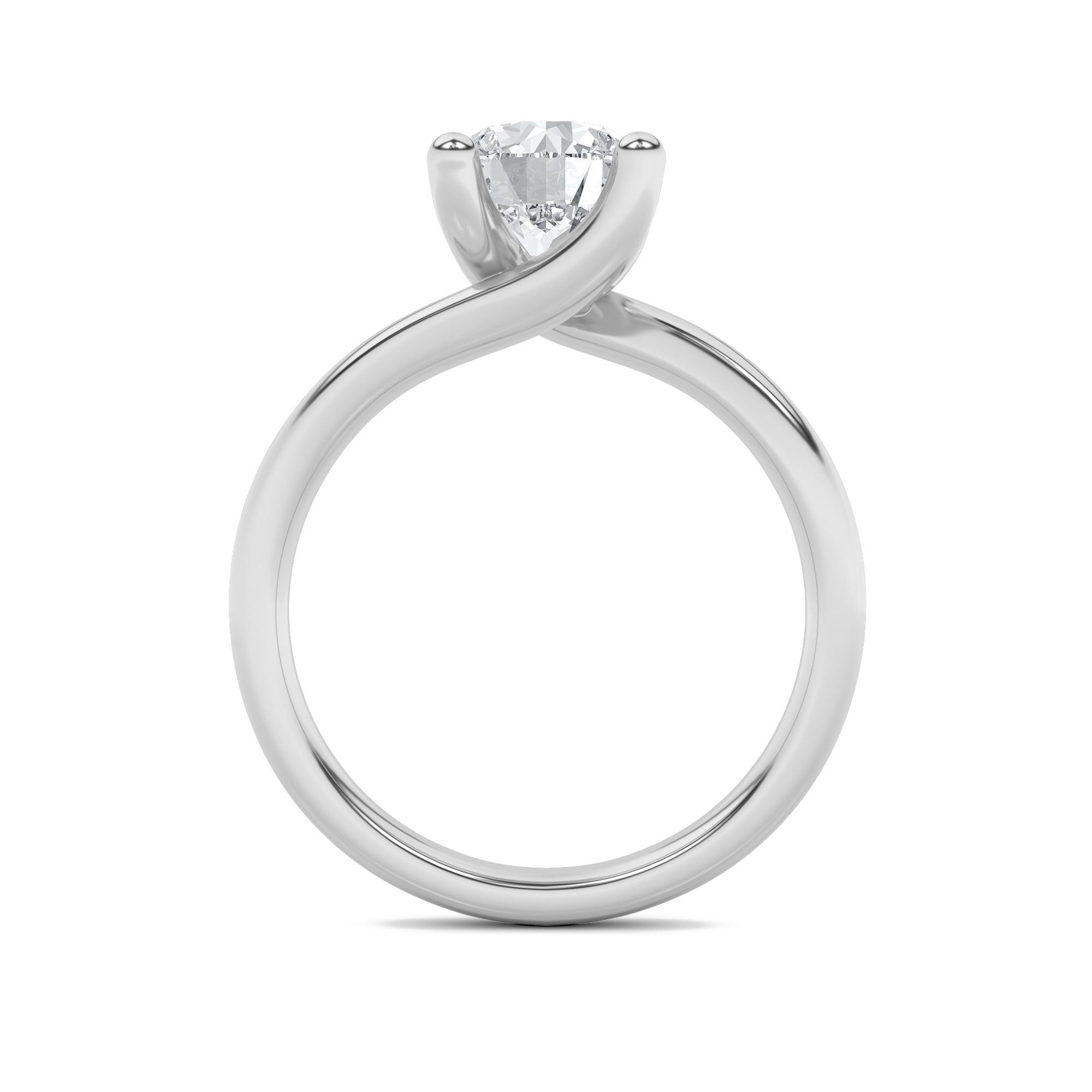 3CTW Round Shaped Lab Grown Diamond (F/VS) Bypass Shank Engagement Ring in 14K Gold
