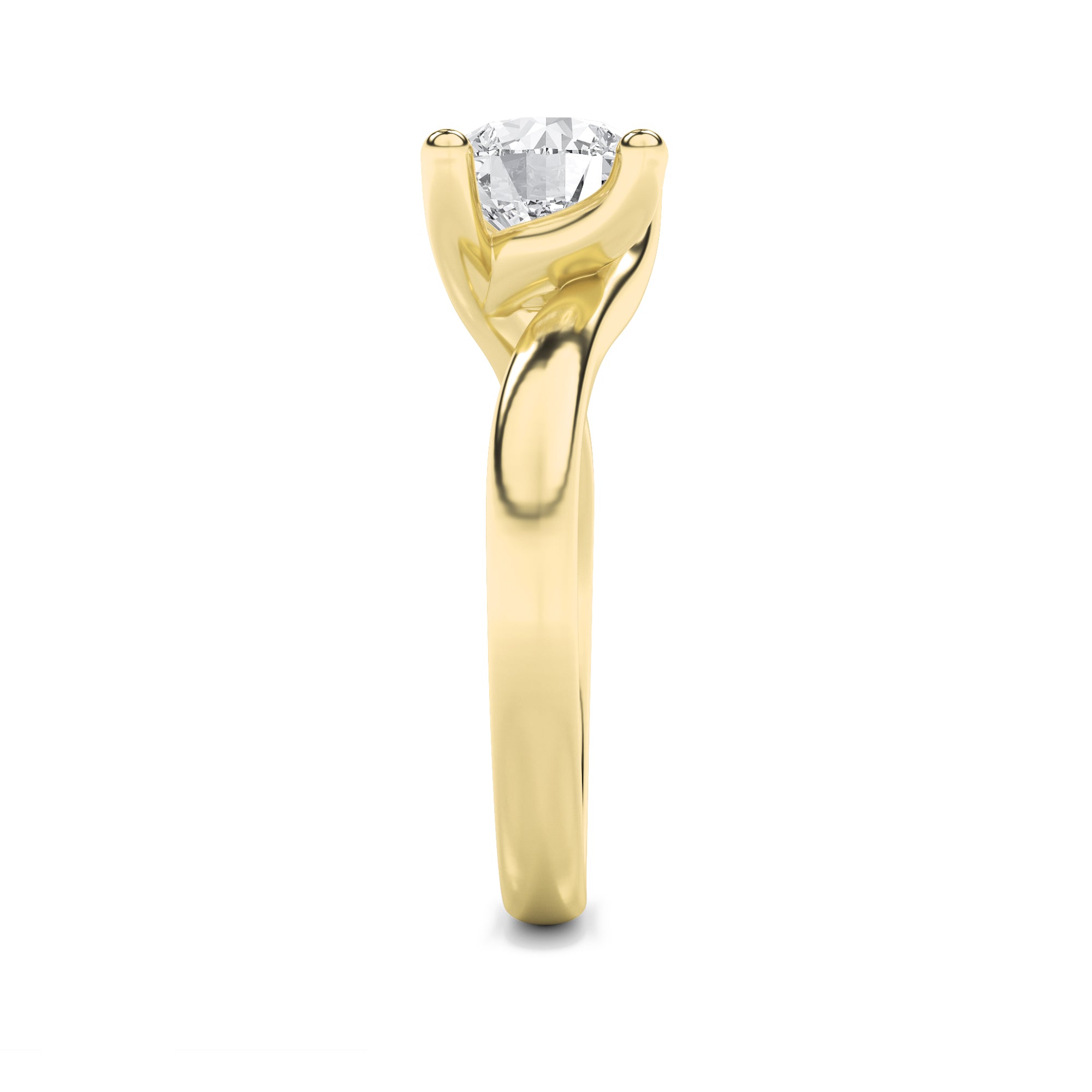 3CTW Round Shaped Lab Grown Diamond (F/VS) Bypass Shank Engagement Ring in 14K Gold