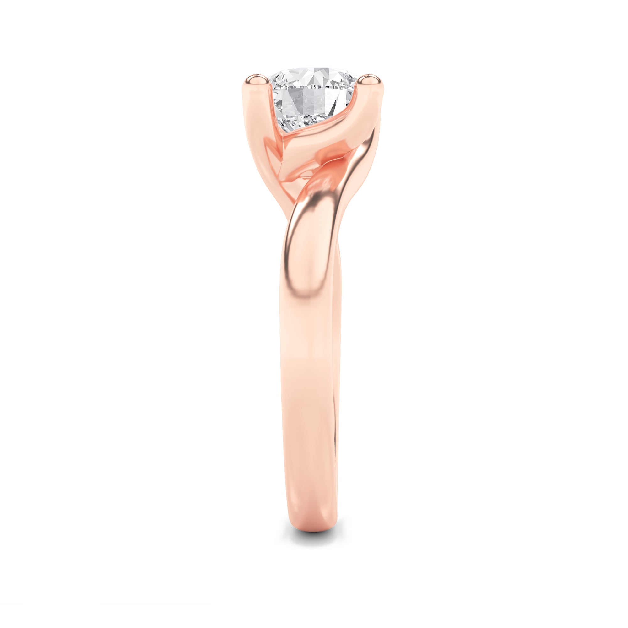 3CTW Round Shaped Lab Grown Diamond (F/VS) Bypass Shank Engagement Ring in 14K Gold