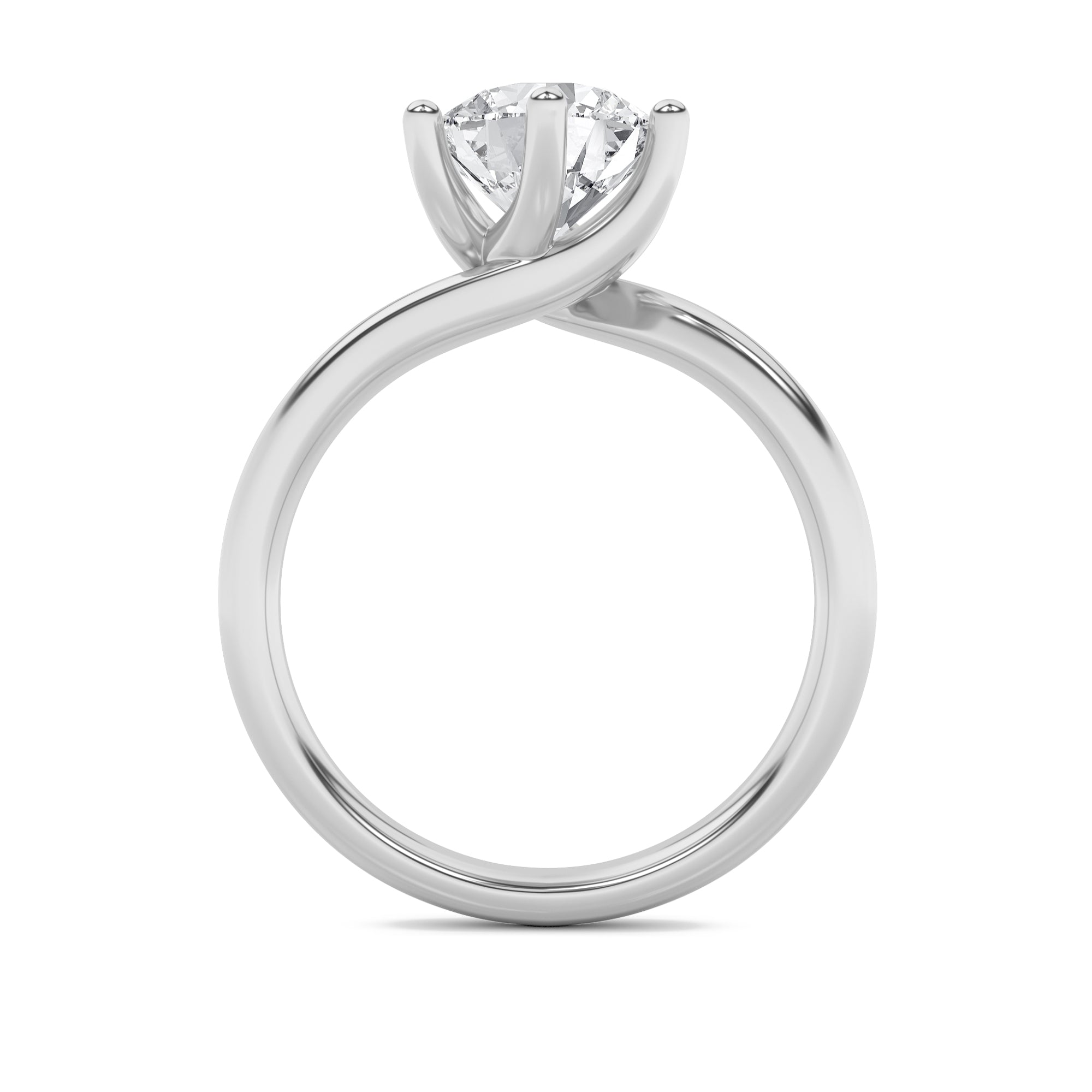 1CTW Round Shaped Lab Grown Diamond (F/VS) Bypass Shank Engagement Ring in 14K Gold