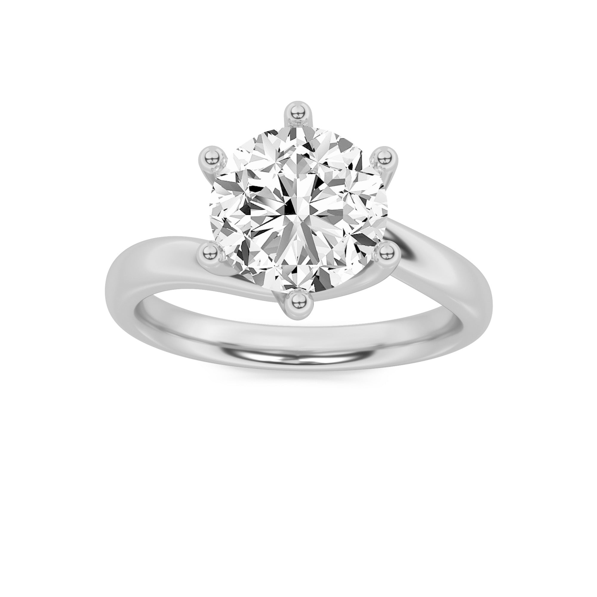 1CTW Round Shaped Lab Grown Diamond (F/VVS) Bypass Shank Engagement Ring in 14K Gold