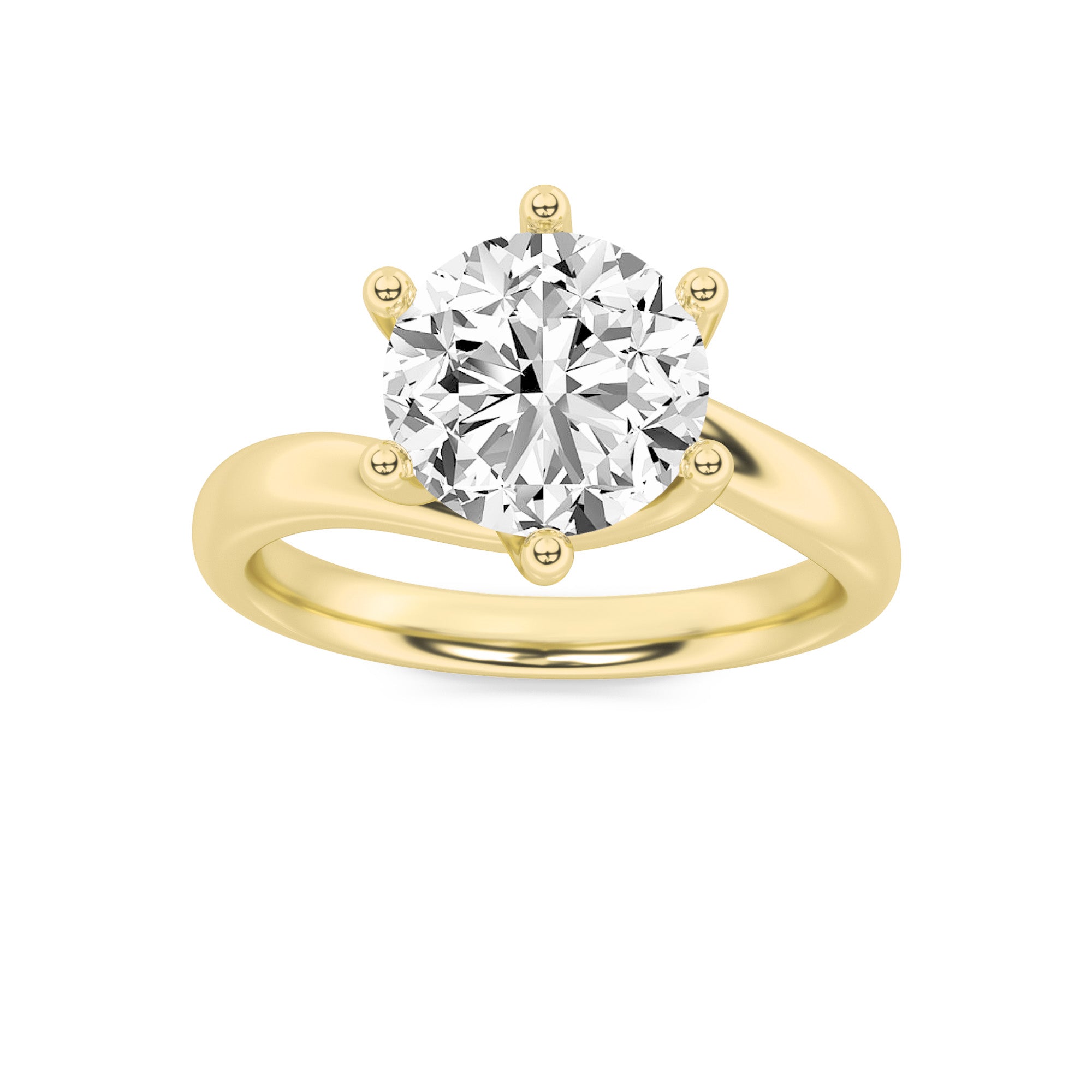 1CTW Round Shaped Lab Grown Diamond (F/VS) Bypass Shank Engagement Ring in 14K Gold