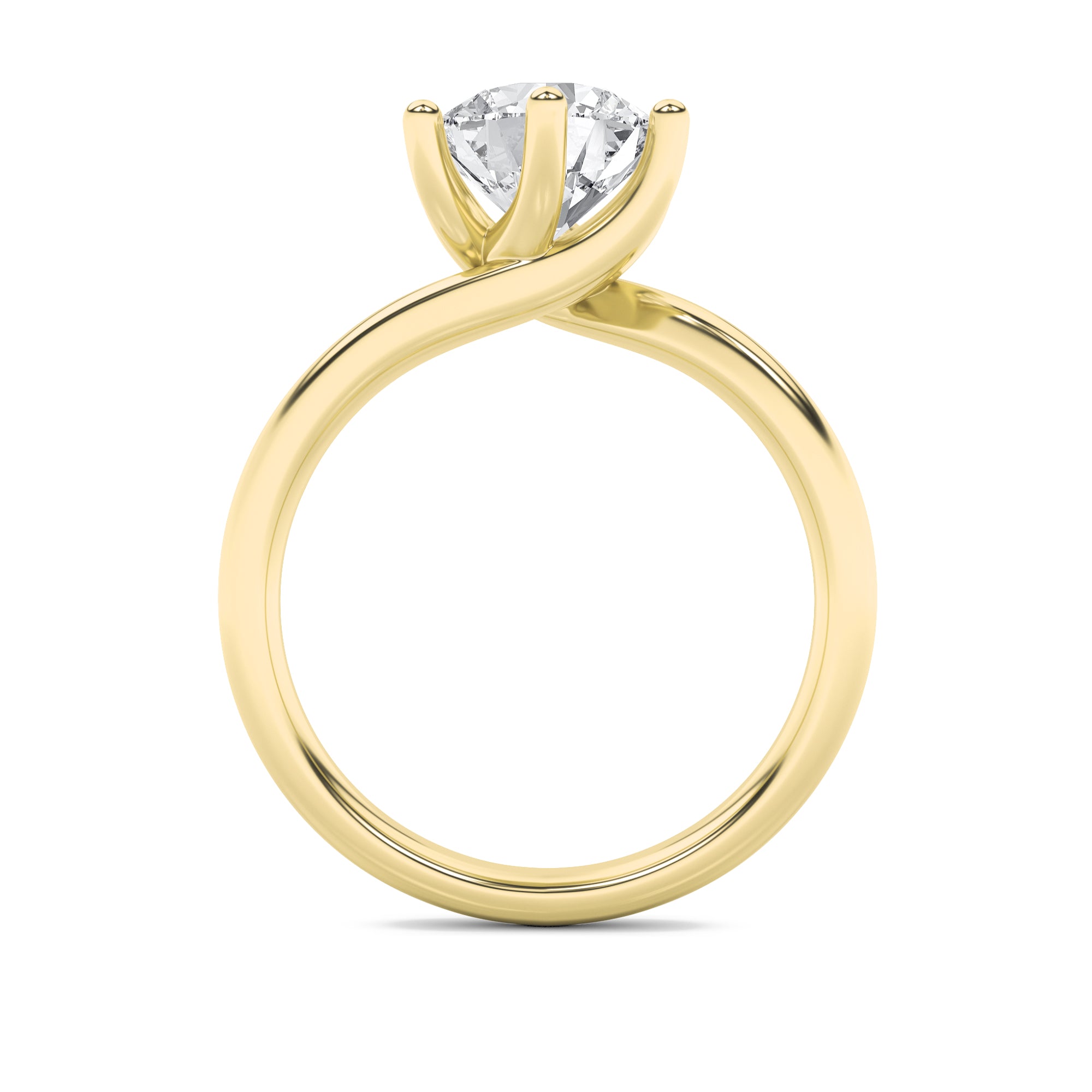 2CTW Round Shaped Lab Grown Diamond (F/VS) Bypass Shank Engagement Ring in 14K Gold