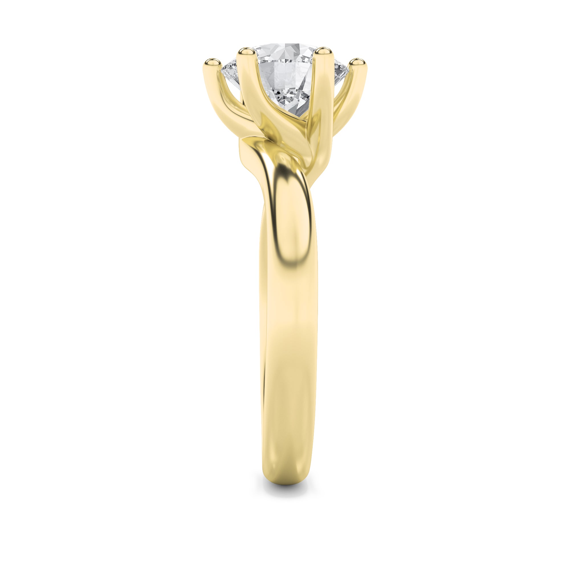2CTW Round Shaped Lab Grown Diamond (F/VS) Bypass Shank Engagement Ring in 14K Gold