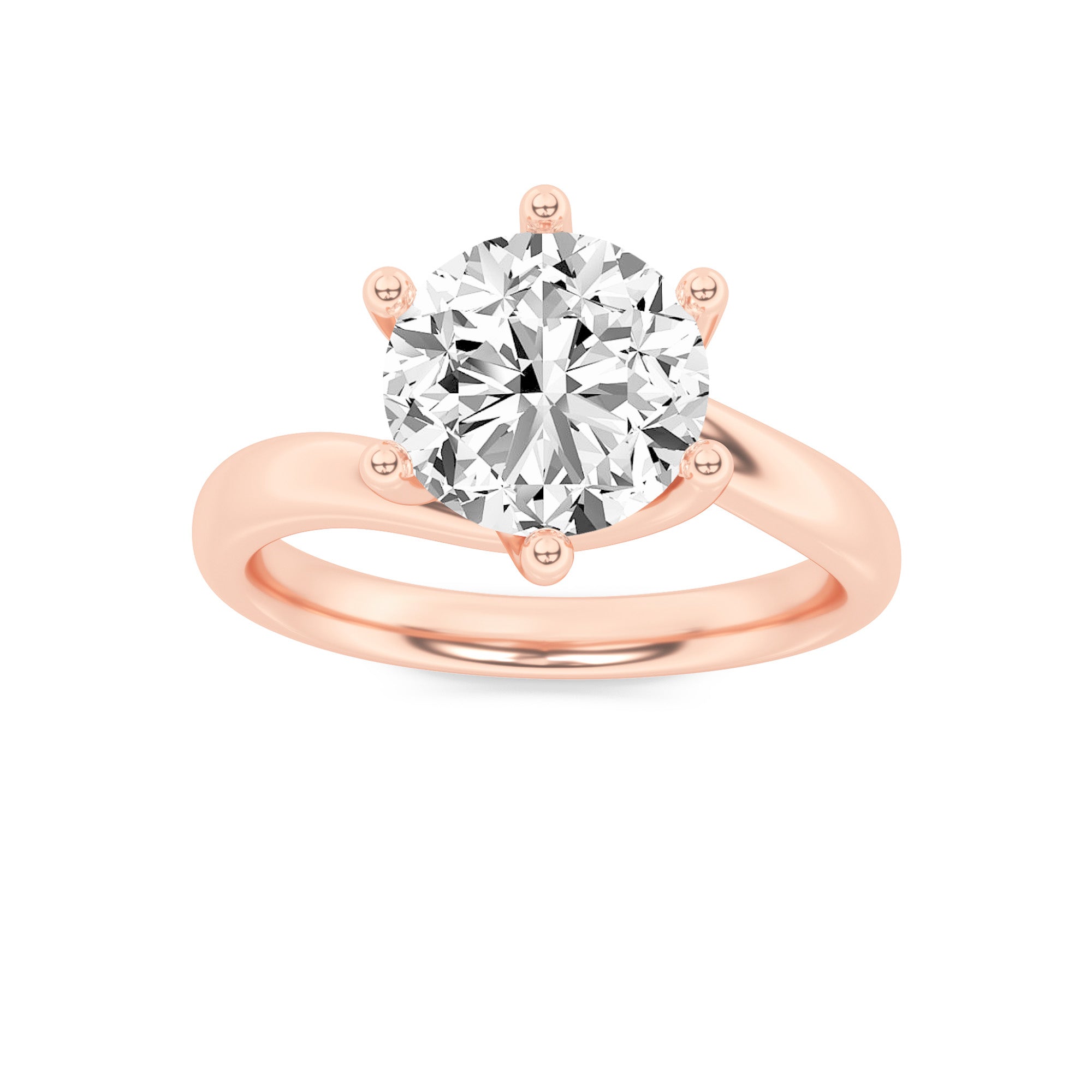 2CTW Round Shaped Lab Grown Diamond (F/VS) Bypass Shank Engagement Ring in 14K Gold