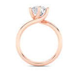 2CTW Round Shaped Lab Grown Diamond (F/VS) Bypass Shank Engagement Ring in 14K Gold