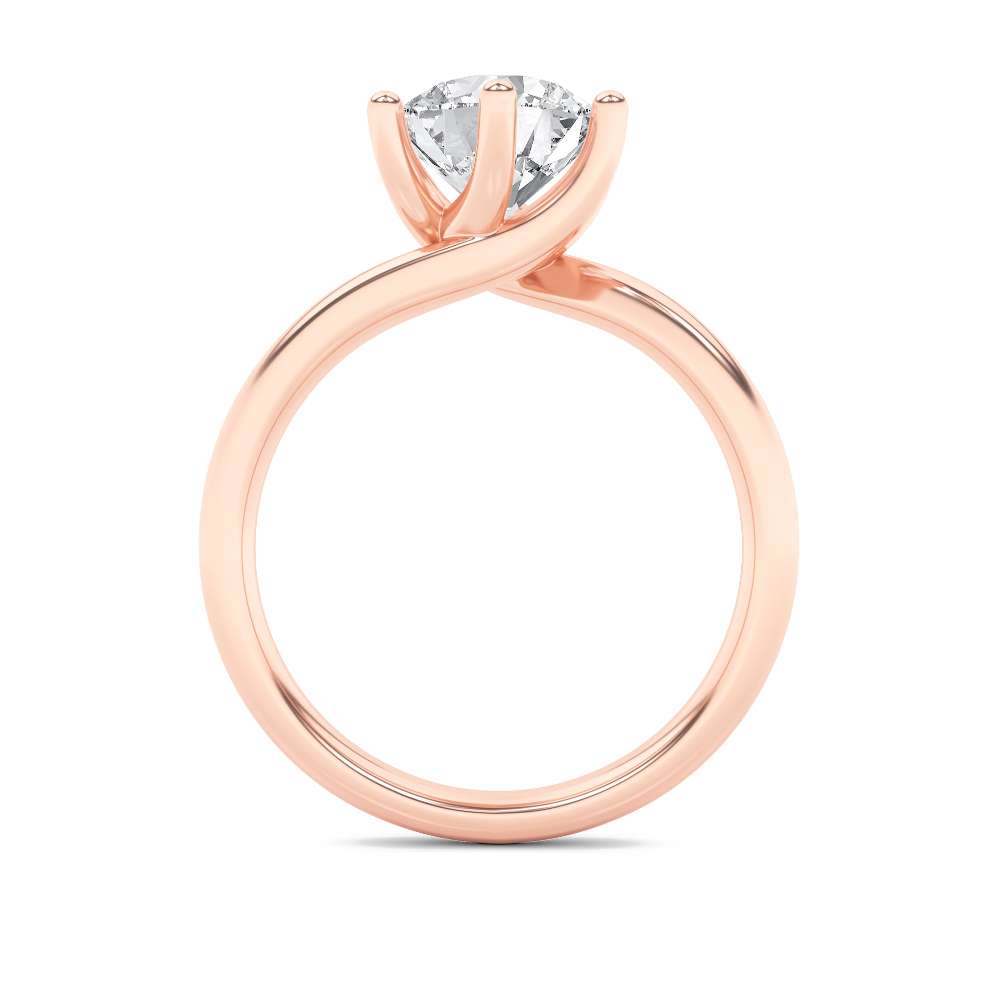 2CTW Round Shaped Lab Grown Diamond (F/VS) Bypass Shank Engagement Ring in 14K Gold