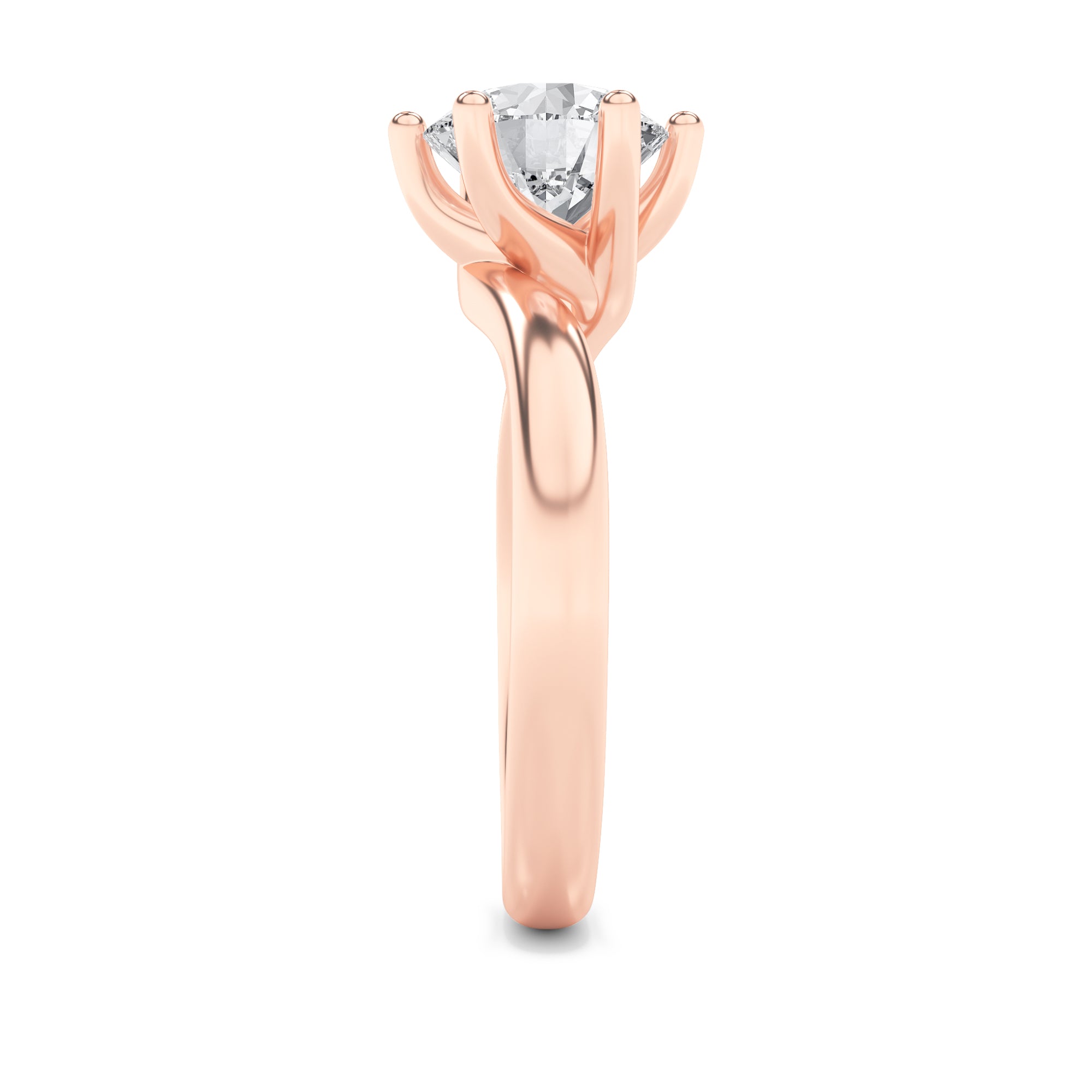 2CTW Round Shaped Lab Grown Diamond (F/VS) Bypass Shank Engagement Ring in 14K Gold