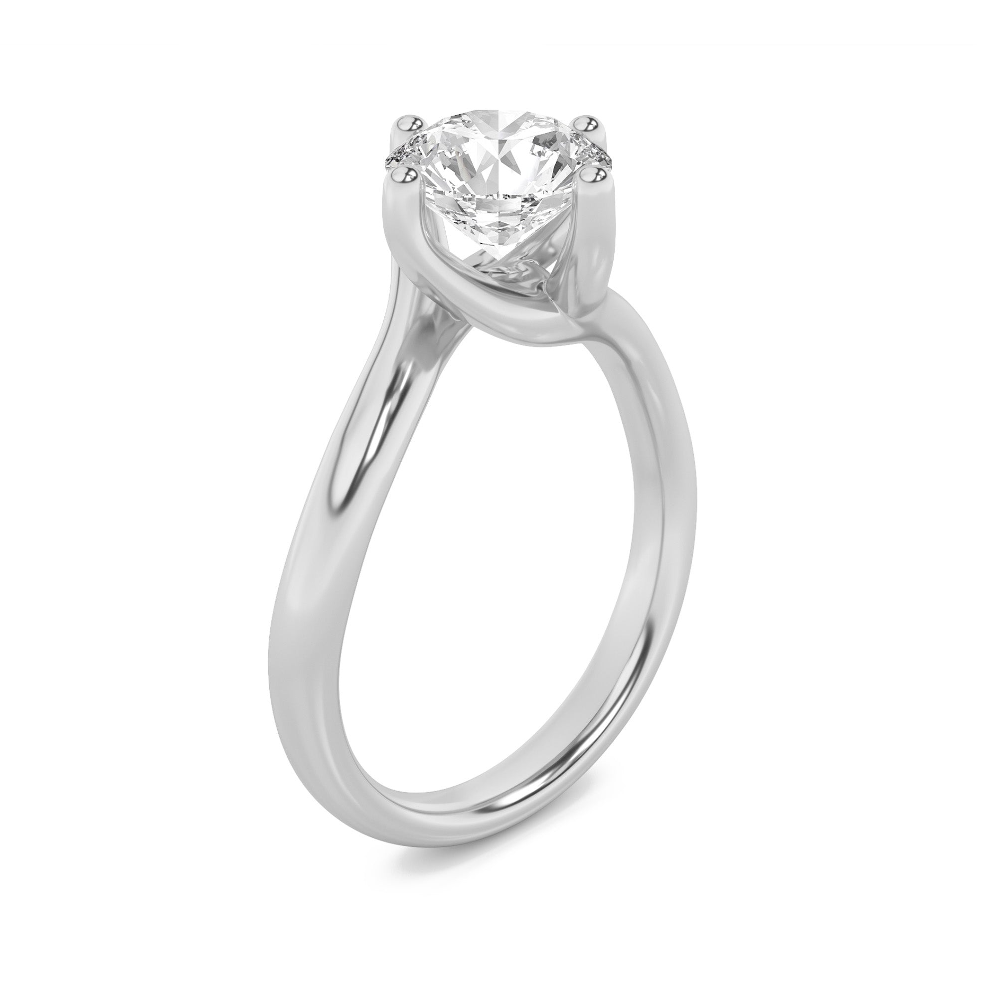 1CTW Round Shaped Lab Grown Diamond (F/VS) Bypass Shank Engagement Ring in 14K Gold