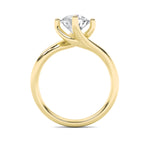 1CTW Round Shaped Lab Grown Diamond (F/VS) Bypass Shank Engagement Ring in 14K Gold