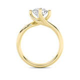 1CTW Round Shaped Lab Grown Diamond (F/VS) Bypass Shank Engagement Ring in 14K Gold
