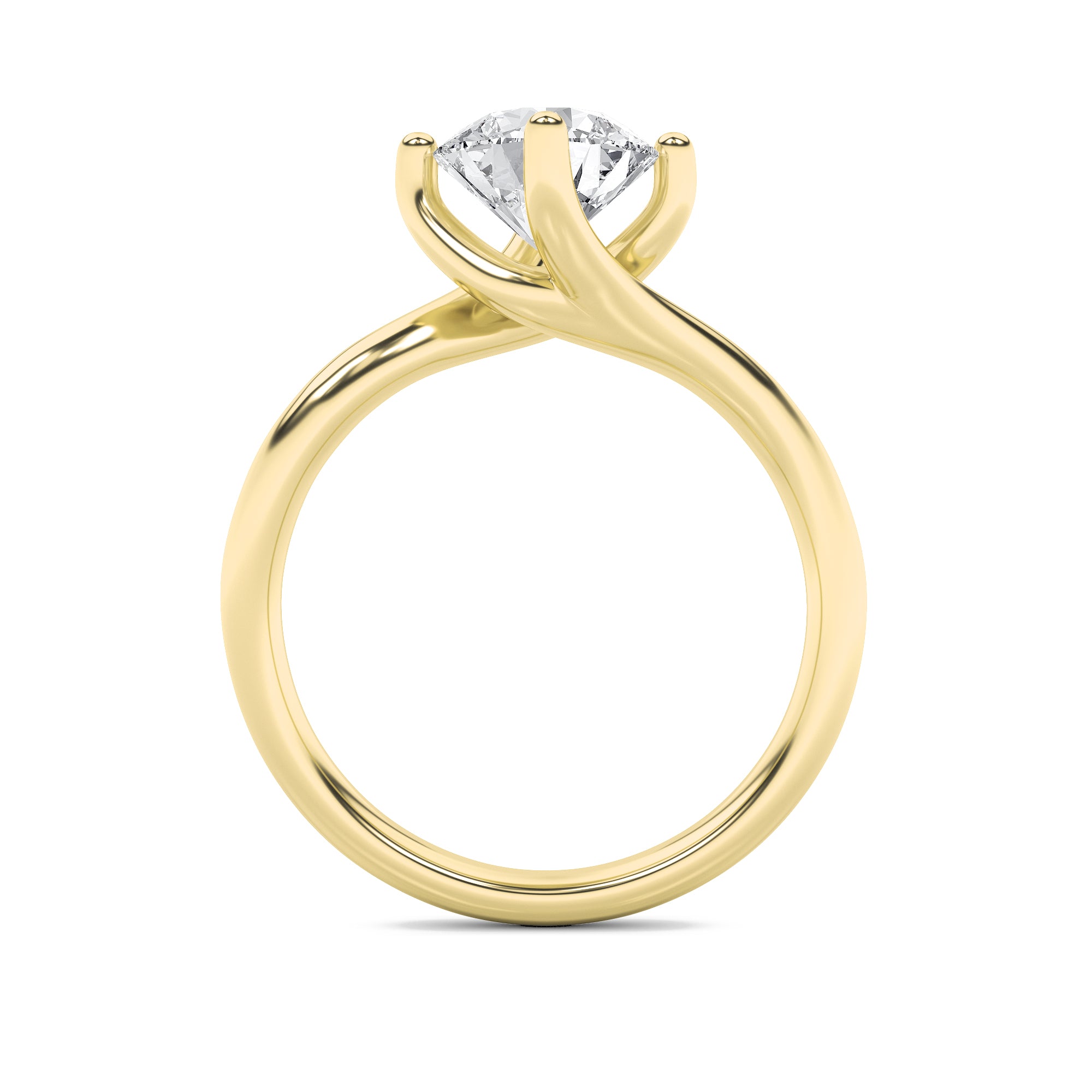 1CTW Round Shaped Lab Grown Diamond (F/VS) Bypass Shank Engagement Ring in 14K Gold