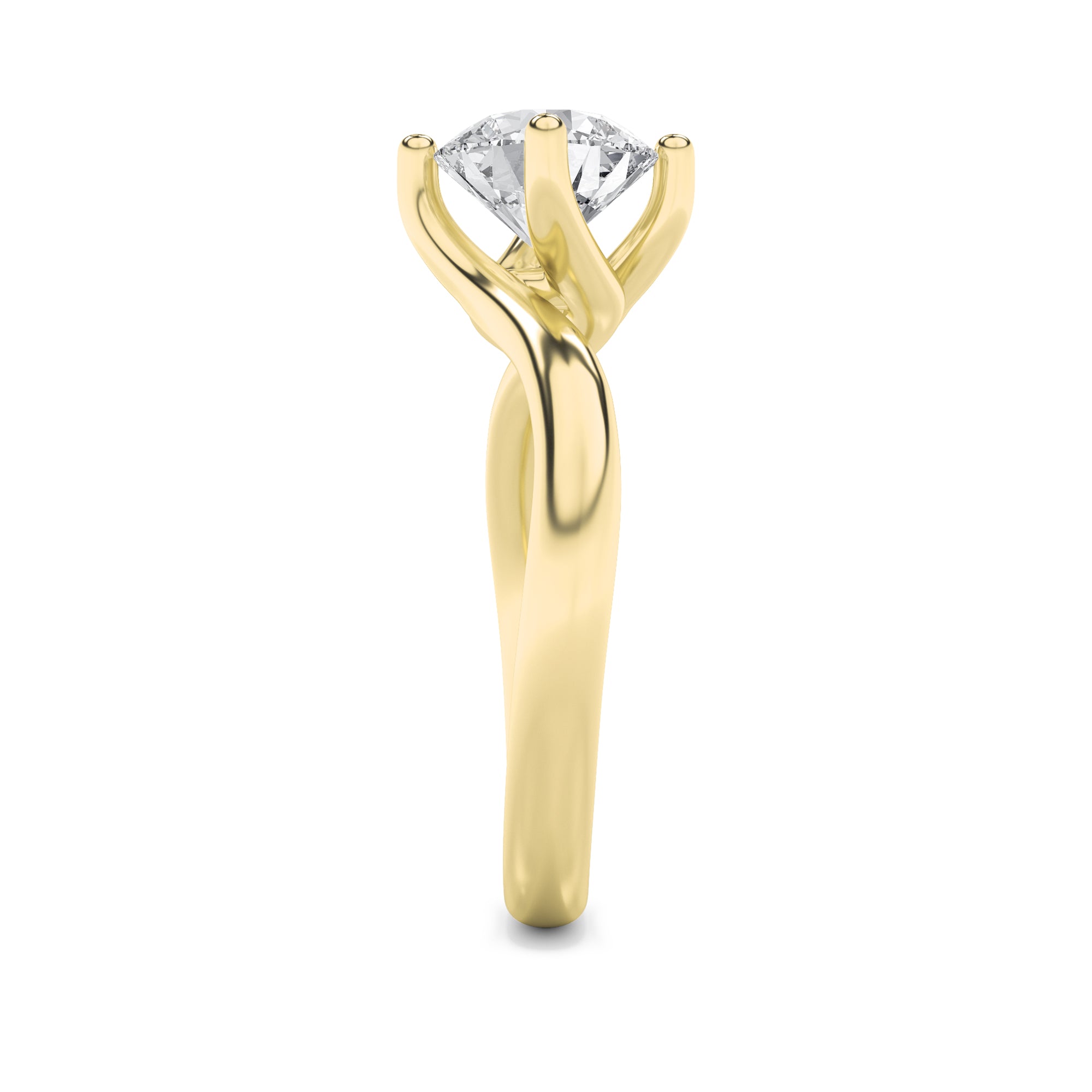 1CTW Round Shaped Lab Grown Diamond (F/VS) Bypass Shank Engagement Ring in 14K Gold