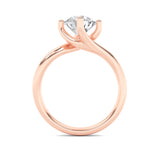 1CTW Round Shaped Lab Grown Diamond (F/VS) Bypass Shank Engagement Ring in 14K Gold
