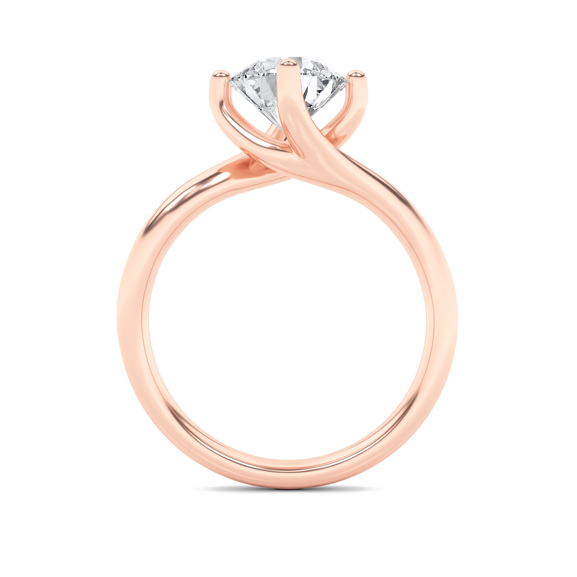 1CTW Round Shaped Lab Grown Diamond (F/VS) Bypass Shank Engagement Ring in 14K Gold