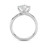 2CTW Round Shaped Lab Grown Diamond (F/VS) Bypass Shank Engagement Ring in 14K Gold