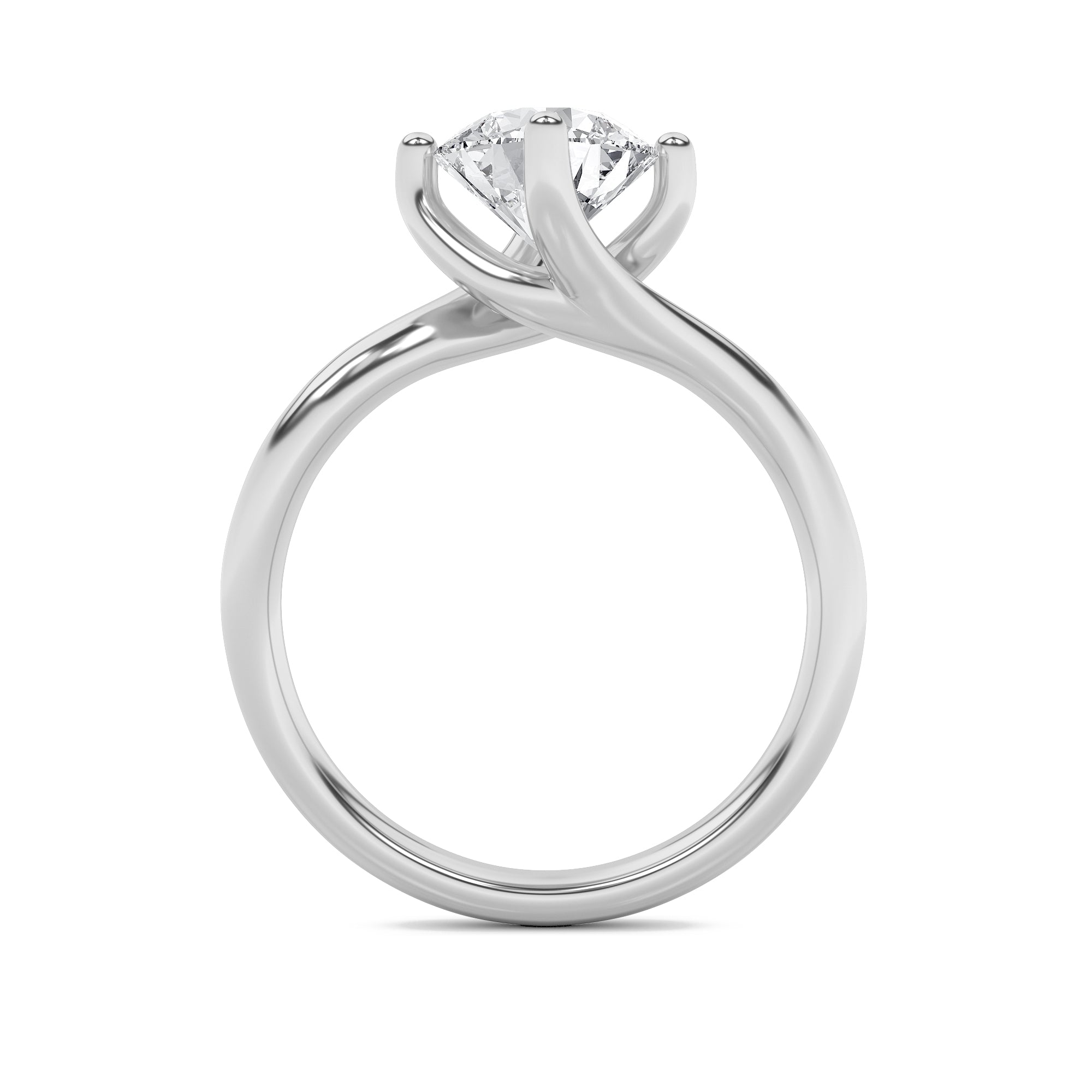 2CTW Round Shaped Lab Grown Diamond (F/VS) Bypass Shank Engagement Ring in 14K Gold