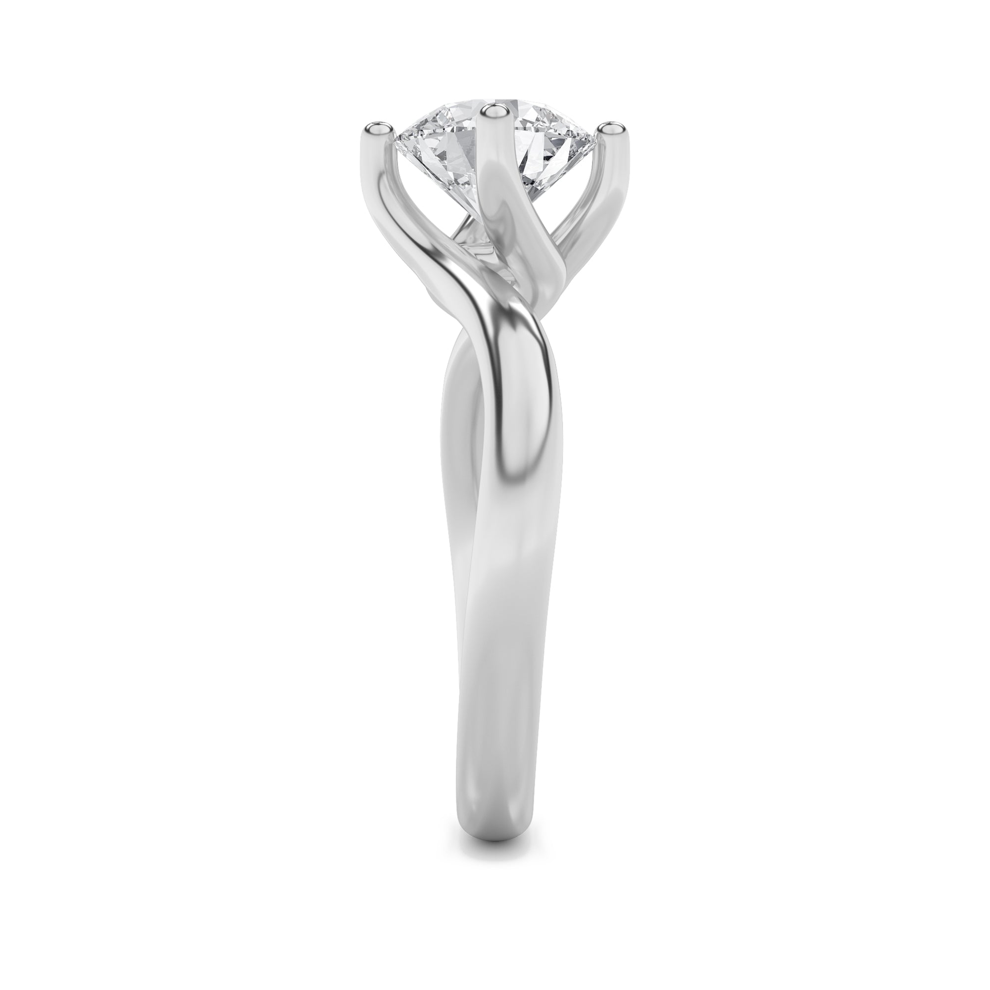 2CTW Round Shaped Lab Grown Diamond (F/VS) Bypass Shank Engagement Ring in 14K Gold