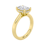 1CTW Elongated Cushion Shaped Lab Grown Diamond (F/VS) Hidden Halo Cathedral Shank Engagement Ring in 14K Gold