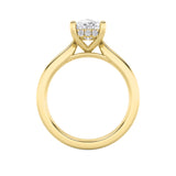 1CTW Elongated Cushion Shaped Lab Grown Diamond (F/VS) Hidden Halo Cathedral Shank Engagement Ring in 14K Gold
