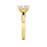 1CTW Elongated Cushion Shaped Lab Grown Diamond (F/VS) Hidden Halo Cathedral Shank Engagement Ring in 14K Gold