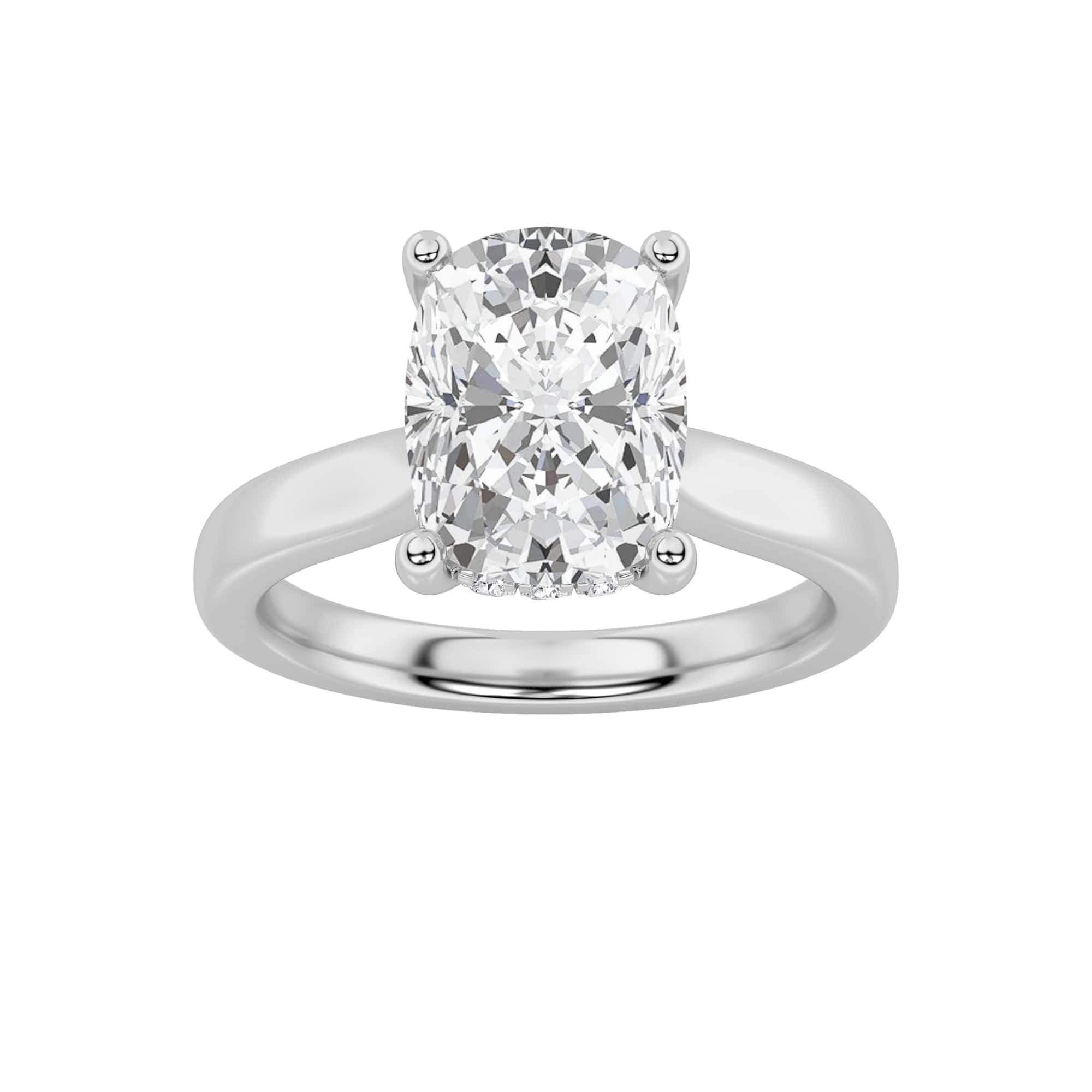 2CTW Elongated Cushion Shaped Lab Grown Diamond (F/VS) Classic Cathedral Shank Engagement Ring in 14K Gold