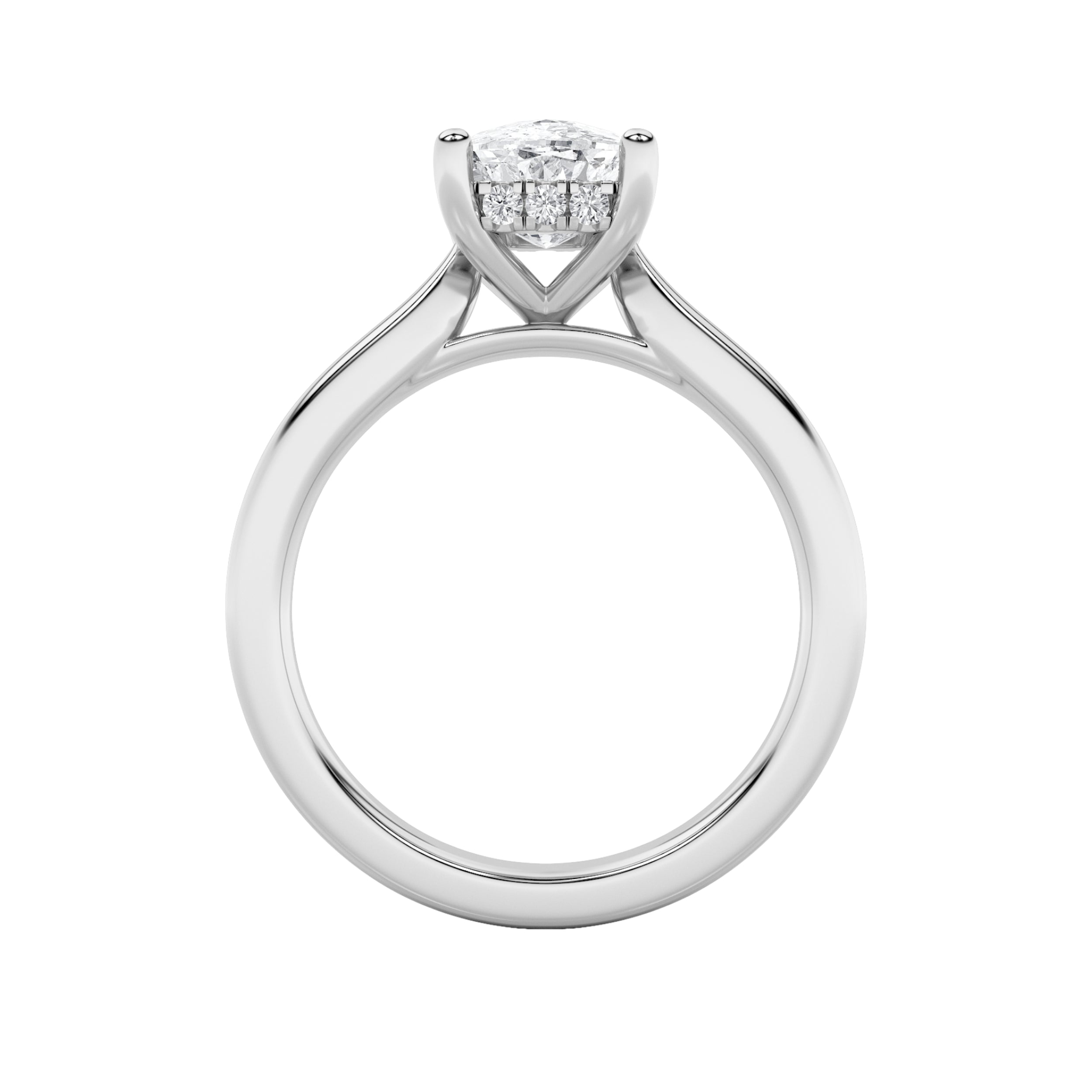 2CTW Elongated Cushion Shaped Lab Grown Diamond (F/VS) Classic Cathedral Shank Engagement Ring in 14K Gold