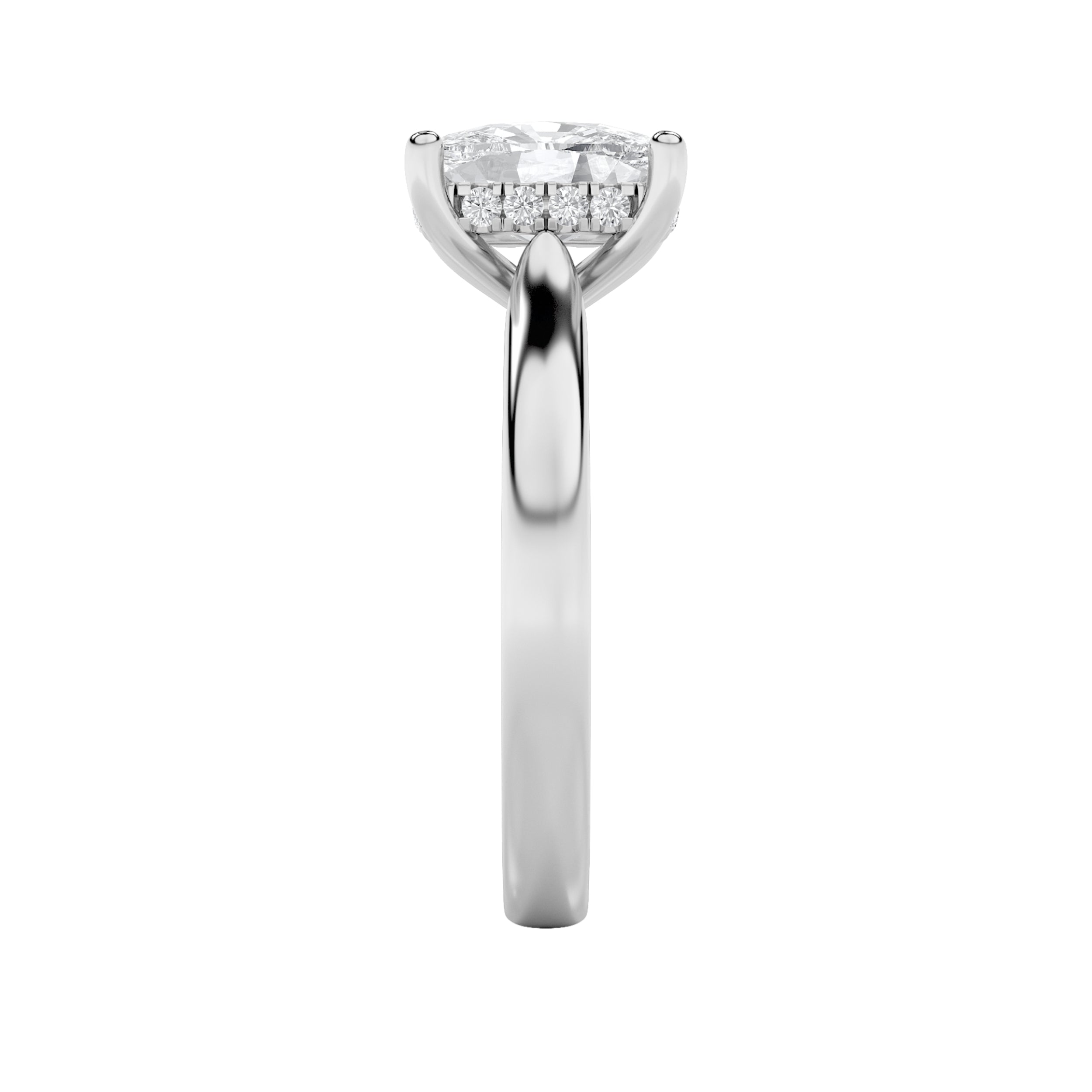 2CTW Elongated Cushion Shaped Lab Grown Diamond (F/VS) Classic Cathedral Shank Engagement Ring in 14K Gold