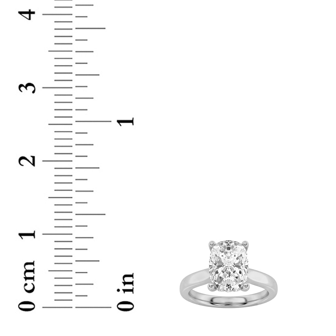 2CTW Elongated Cushion Shaped Lab Grown Diamond (F/VS) Classic Cathedral Shank Engagement Ring in 14K Gold