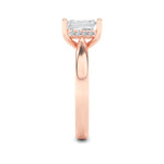 2CTW Emerald Shaped Lab Grown Diamond (F/VS) Hidden Halo Cathedral Shank Engagement Ring in 14K Gold