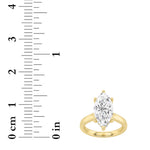 2CTW Marquise Shaped Lab Grown Diamond (F/VS) Hidden Halo Cathedral Shank Engagement Ring in 14K Gold