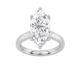 3CTW Marquise Shaped Lab Grown Diamond (F/VS) Hidden Halo Cathedral Shank Engagement Ring in 14K Gold