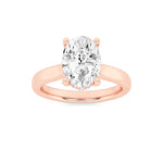 1CTW Oval Shaped Lab Grown Diamond (F/VS) Hidden Halo Cathedral Shank Engagement Ring in 14K Gold