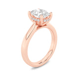 1CTW Oval Shaped Lab Grown Diamond (F/VS) Hidden Halo Cathedral Shank Engagement Ring in 14K Gold