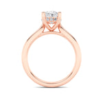 1CTW Oval Shaped Lab Grown Diamond (F/VS) Hidden Halo Cathedral Shank Engagement Ring in 14K Gold