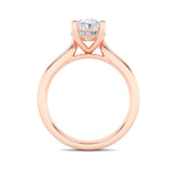 1CTW Oval Shaped Lab Grown Diamond (F/VS) Hidden Halo Cathedral Shank Engagement Ring in 14K Gold
