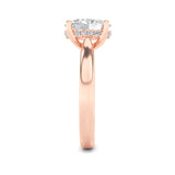 1CTW Oval Shaped Lab Grown Diamond (F/VS) Hidden Halo Cathedral Shank Engagement Ring in 14K Gold