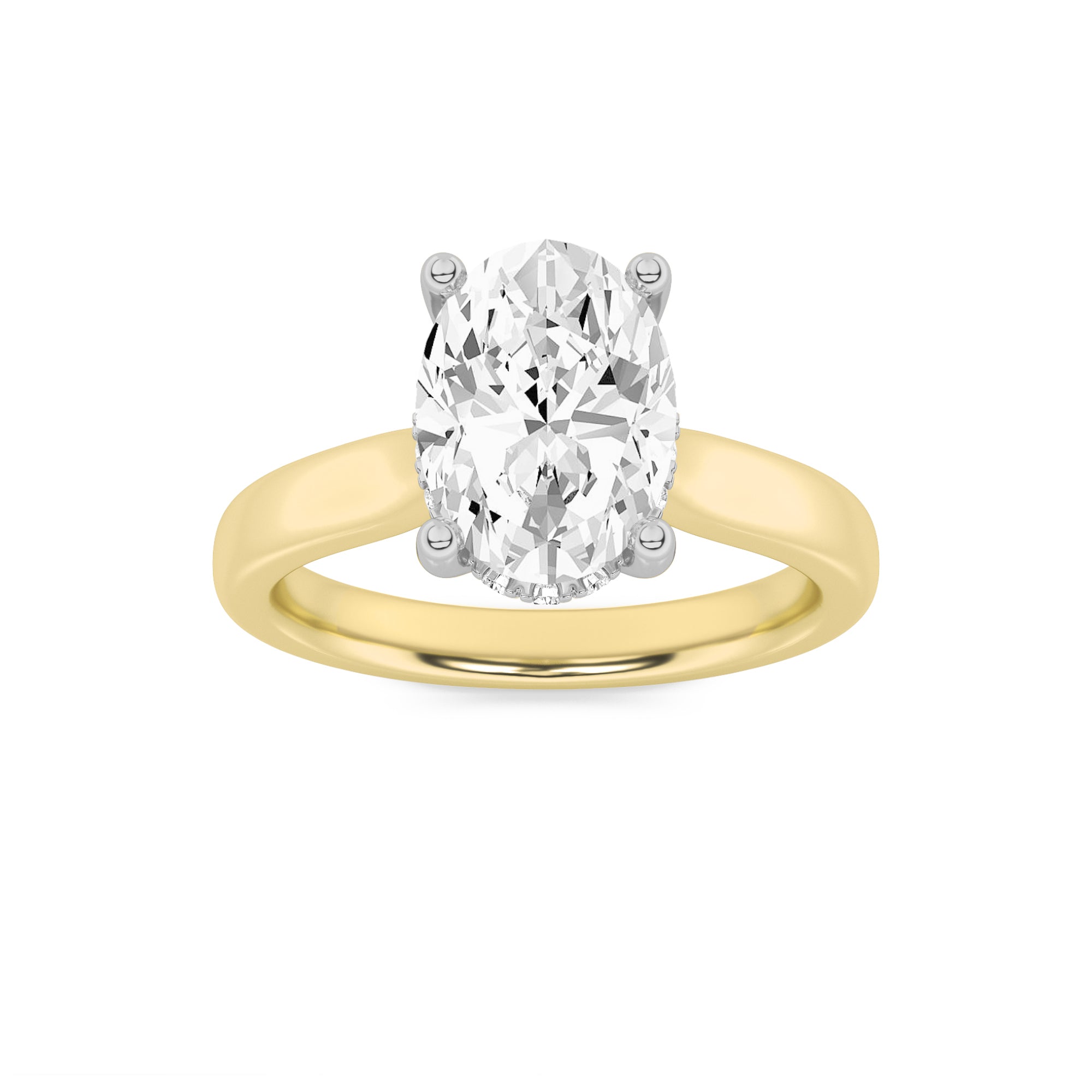 14K White Gold Lab Diamond Oval Solitaire Ring 2ct