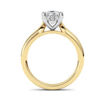 2CTW Oval Shaped Lab Grown Diamond (F/VVS) Hidden Halo Cathedral Shank Engagement Ring in 14K Gold