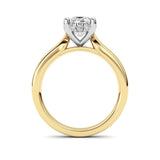 2CTW Oval Shaped Lab Grown Diamond (F/VVS) Hidden Halo Cathedral Shank Engagement Ring in 14K Gold