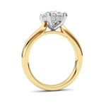 2CTW Oval Shaped Lab Grown Diamond (F/VVS) Hidden Halo Cathedral Shank Engagement Ring in 14K Gold