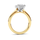 2CTW Oval Shaped Lab Grown Diamond (F/VVS) Hidden Halo Cathedral Shank Engagement Ring in 14K Gold