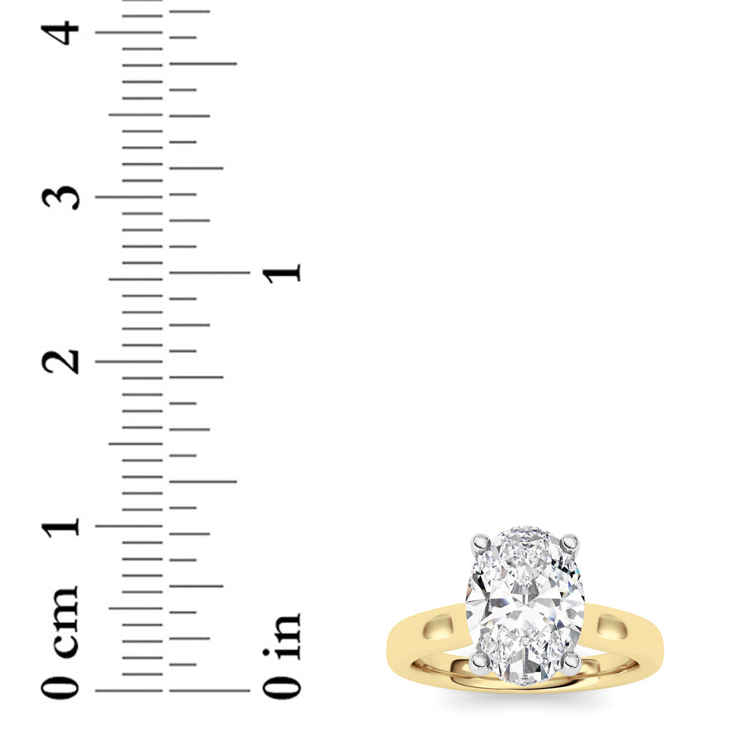 2CTW Oval Shaped Lab Grown Diamond (F/VVS) Hidden Halo Cathedral Shank Engagement Ring in 14K Gold