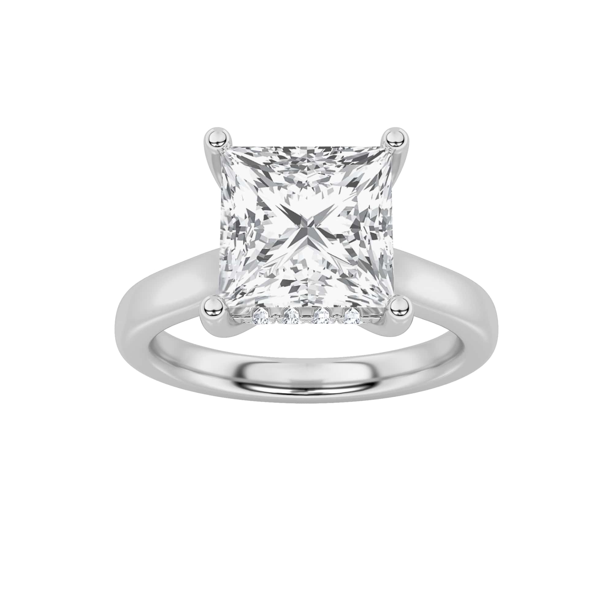 2CTW Princess Shaped Lab Grown Diamond (F/VS) Ring in 14K White Gold