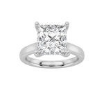 4CTW Princess Shaped Lab Grown Diamond (F/VS) Ring in 14K White Gold