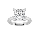 4CTW Princess Shaped Lab Grown Diamond (F/VS) Ring in 14K White Gold